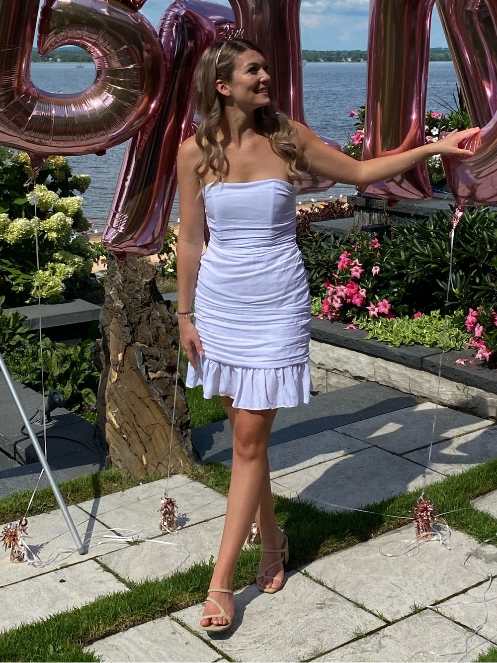 Sabo Skirt White Strapless Ruffled Mini Dress